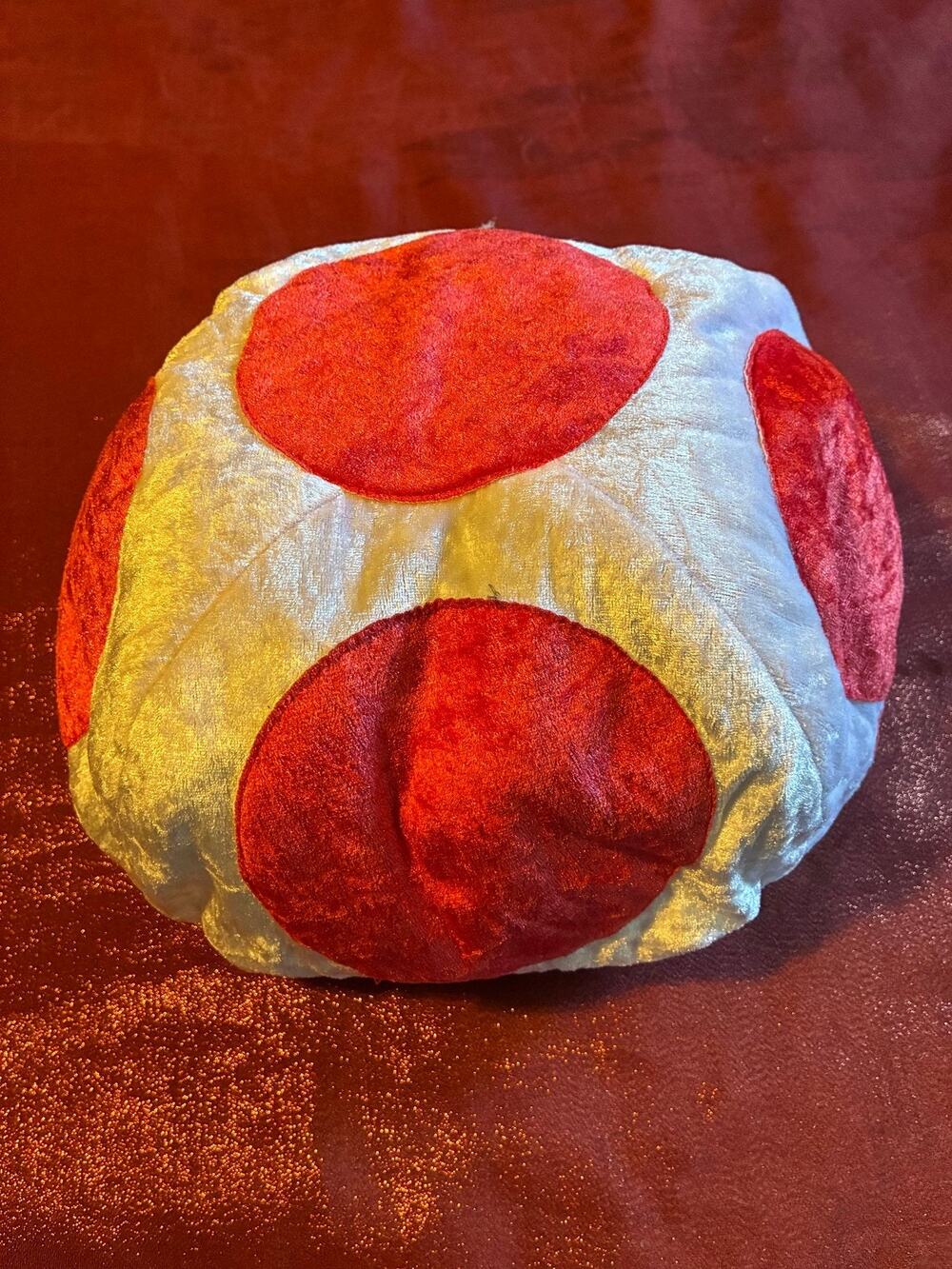 Mushroom Cap Hat Unisex One Size Plush Red Polka Dot Costume Cosplay Novelty